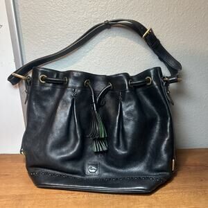 Dooney & Bourke black pebbled leather drawtring bucket bag -Excellent Condition